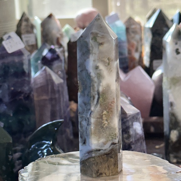 🔥SALE🔥 Moss Agate Crystal Point With Druzy! - Picture 3 of 10